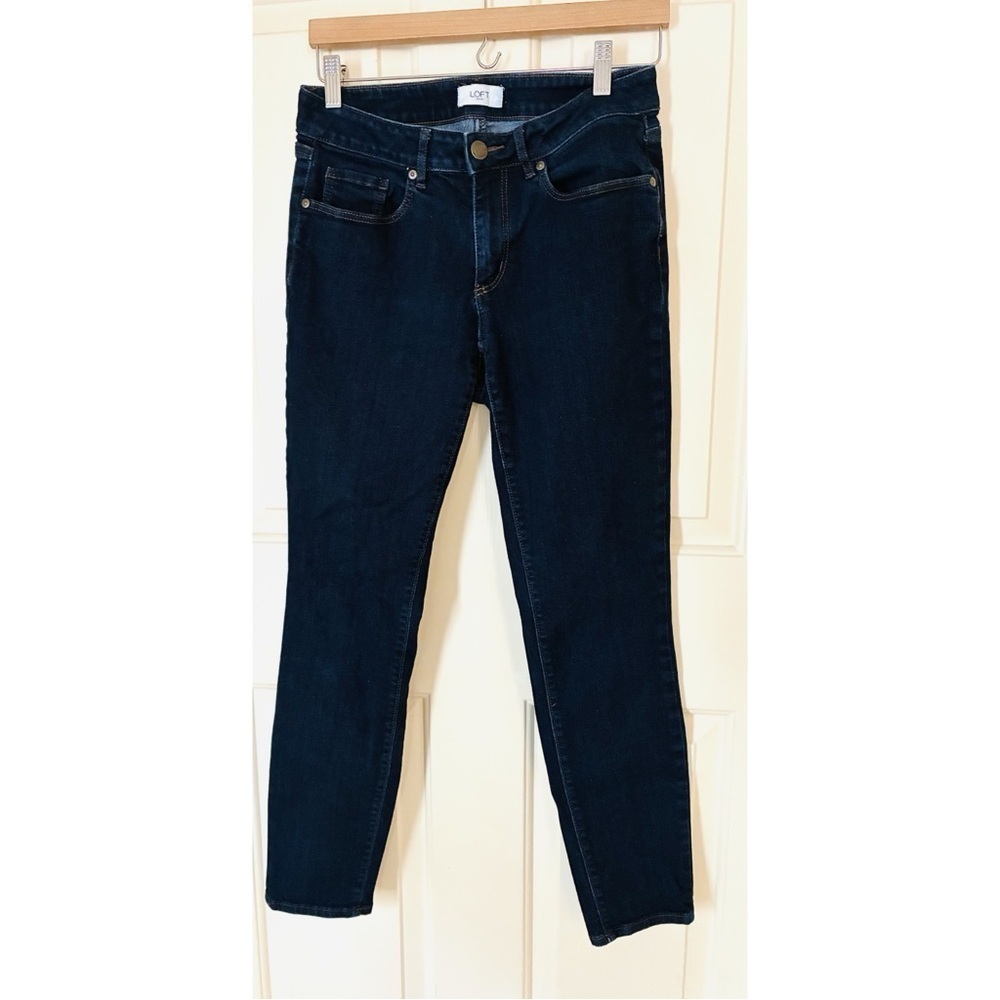 Ann Taylor LOFT Outlet Dark Wash Indigo Blue Mid Rise Skinny Curvy Jeans 6 - Picture 4 of 9